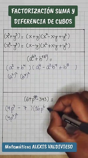 Factorización suma y diferencia de cubos en matemáticas