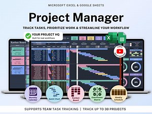 Project Tracker Spreadsheet Project Management Planner Google Sheets Excel Team Project Manager Kanban Board Gantt Chart Eisenhower Matrix - Etsy