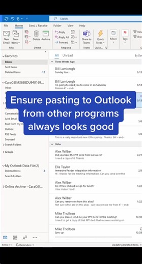 Ensure pasting to #Outlook from other programs always looks good #emai...