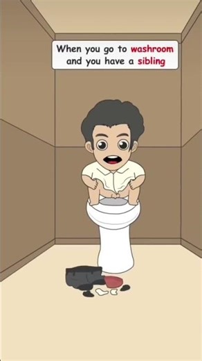 When You Go to washroom and you have a sibling #2danimation #funny #cartoon #comedy