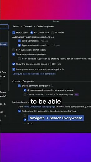 Command completion: Code navigation