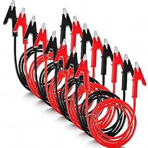 Dunzy 8 Pcs 14 Gauge Jumper Wires Alligator Clips to Alligator Clip Electrical Test Wires Set Silicone Flexible Cable for Electrical Testing (3 Ft)