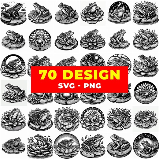 Frog SVG Bundle | Vintage Toad Line Art, Tattoo Design (digital Download) - Etsy Australia