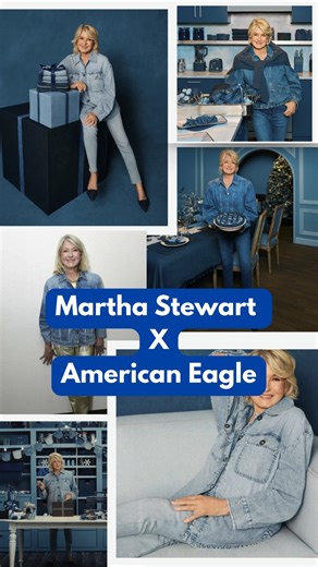 Dru Christine • Fashion Entrepreneur • Marketing Maven on Instagram: "Martha Stewart, Diamonds and Denim is something that I did not expect on my Bingo card, but I am here for it. Martha Stewart stays in the spotlight — and this time, she’s the star of American Eagle’s newest holiday denim campaign. Wrapped in head-to-toe denim (and diamonds, of course), Martha steps into a playful, all-denim “gift-wrapping workshop” for the brand’s Give Great Jeans campaign. She told People she found the concep