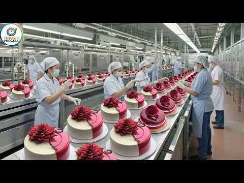 How a Cake Factory Makes 1000+ Cakes: Mixing, Baking, Filling, Decorating & Packing (Full Process