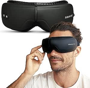 Gravity Heated Eye Massager - Eye Massage Mask with Heat Promotes Relief from Eye Strain & Dryness - Massaging Eye Mask with 5 Massage Modes Supports Relaxation & Helps Reduce Puffiness