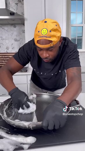 Clean those skillets #hexclad #cleantok #scrubdaddy #scrubdaddypartner