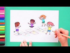 How to draw hopscotch game