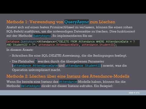 Verwaltung von Anwesenheitsdaten in Xamarin.Forms mit SQLite: Effektive Löschmethoden
