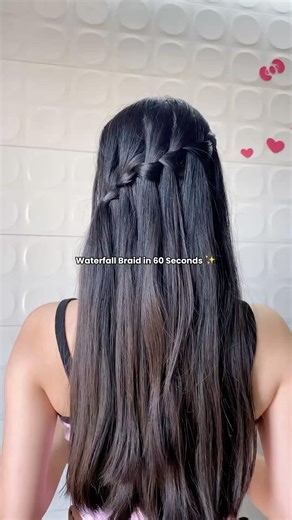 Waterfall braid step by step tutorials 🫶 #hairstyle