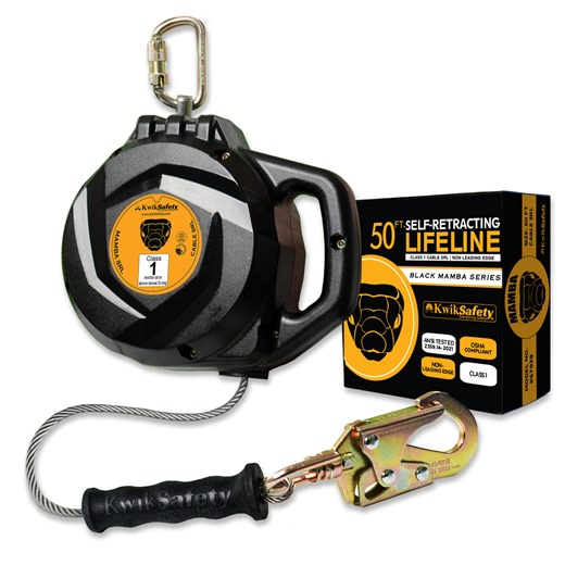 KwikSafety 50' MAMBA CABLE Self Retracting Lifeline ANSI Class 1 SRL - Model No.: KS7928