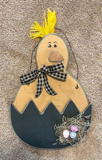 Primitive Wood Easter Chick in Egg Shell - Etsy