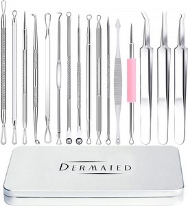 Watch Dermated [16 Pack] Blackhead Remover Tools Pimple Popper Tool Kit on Amazon Live