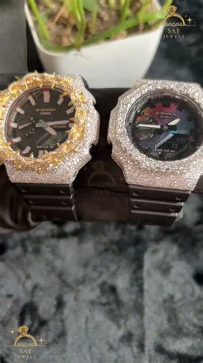 Dripping in diamonds! 💎 Our custom iced-out Casio watches are the ultimate statement. #gshock