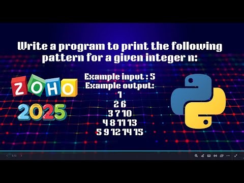 Zoho Interview Questions (March 2025) | Round 2 Coding | Pattern Printing | codeandinnovate