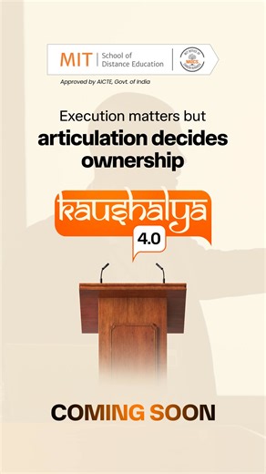 Ever felt that quiet pause when your idea stayed with you, while someone else carried it forward? Work gets delivered every day. Ownership travels through words. Kaushalya 4.0 is built for working professionals who want their ideas to land clearly, confidently, and with intent, where it truly matters. 📅 9th Feb – 3rd March 🎙 Trainer: Upanshu Chhabra Ready to speak with impact and be recognised for it? 👉 Register now - https://forms.gle/GE7EfaFUZcbHHVxy5 #mitsde #kaushalya4.0 #workingprofessio