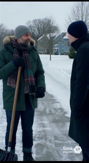 Two British men arguing over snow