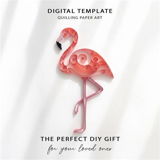 Flamingo Paper Quilling Digital Template Bird DIY Wall Art Pattern| Digital Download | 7/18 - Etsy