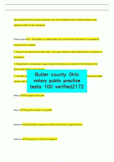 Butler county Ohio notary public practice tests 100 verified2172 video