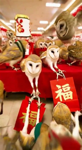 Barn owls go to buy lucky bags and end up fighting over them.