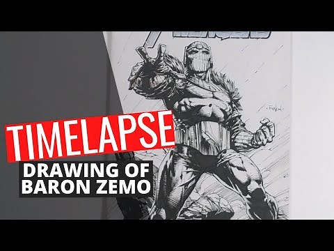 Timelapse drawing of Baron Zemo from Marvel Comics.
