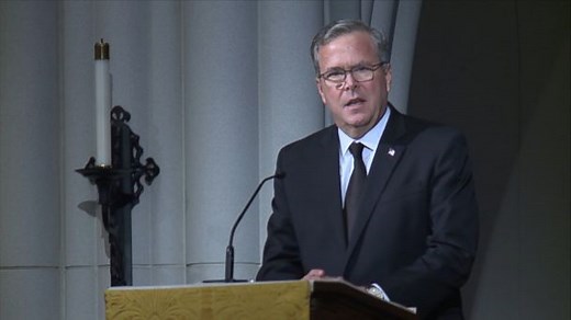 Jeb Bush delivers a eulogy at his mother Barbara Bush's funeral