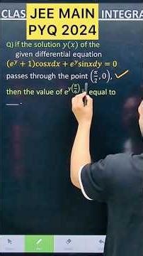 Q) If the solution 𝑦(𝑥) of the given differential equation (𝑒^𝑦+1)cos𝑥𝑑𝑥+𝑒^𝑦 sin𝑥𝑑𝑦=0