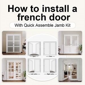 ARK DESIGN 60 in. x 96 in. 3-Paneled Blank White Solid Core Wood Universal Double Prehung Interior French Door+ Quick Assemble Jamb FR-SGXB-9660