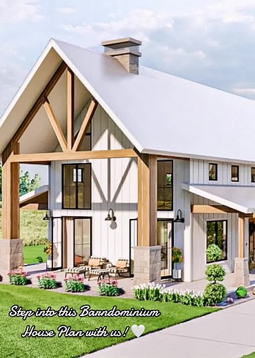 Take a look into this stunning Barndominium house plan, if you’d like to learn more click the link in our bio 🤍🏡 #houseplans #housetour #foryou #barnliving #barndesign #houseplans #housesoftiktok #barndominium #barndo