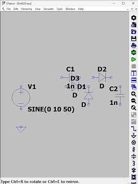 LTspice จำลองวงจรแรงดันสองเท่า
