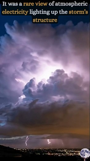50K views · 3K reactions | ⚡ A Storm Lit From the Inside Right above the city, the clouds suddenly flashed with a deep pulse of light — not from rainfall, but from powerful lightning spreading through the storm’s core. For a moment, the entire sky glowed in shades of purple and white, as multiple lightning channels illuminated the cloud from within. It was a rare view of atmospheric electricity lighting up the storm’s structure . ⚡ | AstroNature | Facebook