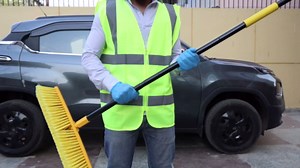 KLEEN HANDLER 24" Heavy Duty Push Broom with 61" Long Extendable Metal Handle with Threaded Plastic Screw for Deck Driveway Garage Yard Patio Warehouse Hard Floor Cleaning