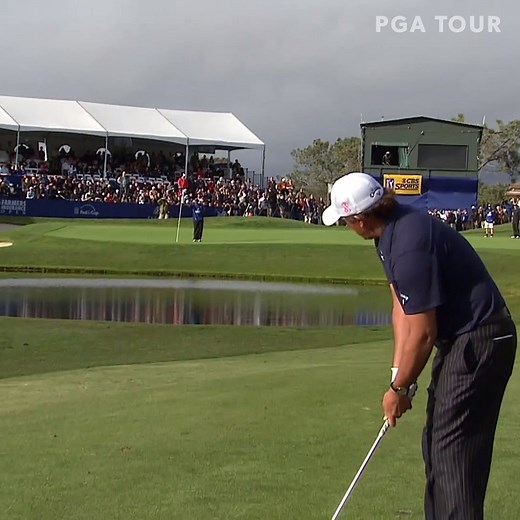A classic Phil Mickelson moment. Needing to hole-out from the fairway, he told his caddie to go tend the flag. 👀 | PGA TOUR