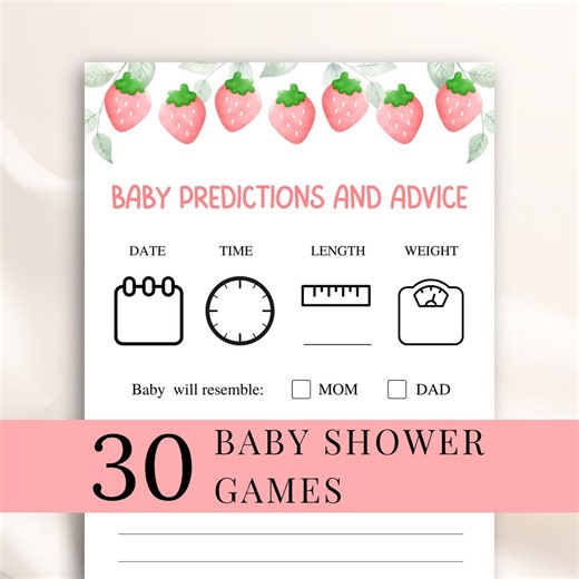 30 Printable Strawberry Baby Shower Games: Berry Sweet Baby Shower Game Bundle, Fruit Baby Shower Games, Girl Baby Shower, DOWNLOAD - Etsy