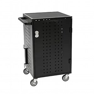 Pearington 30 Device Charging Cart with Electric Key Card Lock, Charger Organization, Cable Management, Laptop-Chromebook Charging Mobile Storage Station, Black