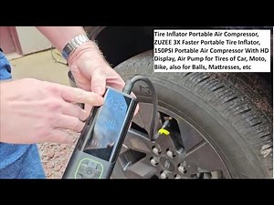 Tire Inflator Portable Air Compressor, ZUZEE 3X Faster Portable Tire Inflator, 150PSI