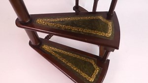 Victorian Style Wooden Library Stairs With Green Leather, Vintage Large 50's Spiral Bookcase Ladder, English Wooden Steps - Etsy UK