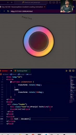 Neumorphism Gradient Loading Animation #shorts#viral#trending#html#css#js #codepen #htmlcss