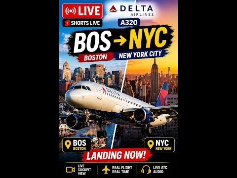 LIVE ✈️ Boston to NYC 🇺🇸 | Delta A320 Landing in New York 🔥 #Shorts
