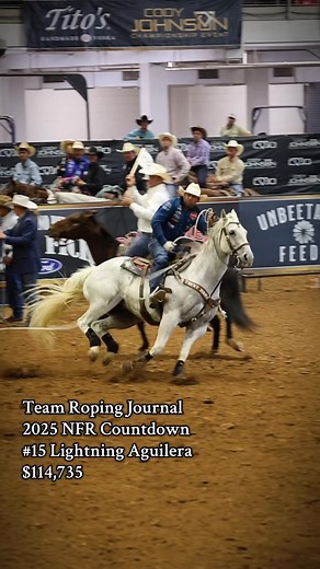 53K views · 828 reactions | Kicking off the 2025 NFR Countdown is #15 header Lightning Aguilera  With $114,735 won heading to Vegas, Aguilera will rope with Kaden Profili in the Thomas & Mack. Equinety is bringing us the full scoop on ALL the faces inside the Top 15 this year. Link in comments to learn more about Lightning ⤵️ | The Team Roping Journal Magazine | Facebook