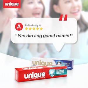 Basta UNIQUE toothpaste ang gamit, teeth ay free from pangingilo and cavities! 🦷 Kaya ano pa ang hinihintay mo? Make the switch na! Buy now at the nearest grocery stores and supermarkets! 🛒 | Unique Toothpaste