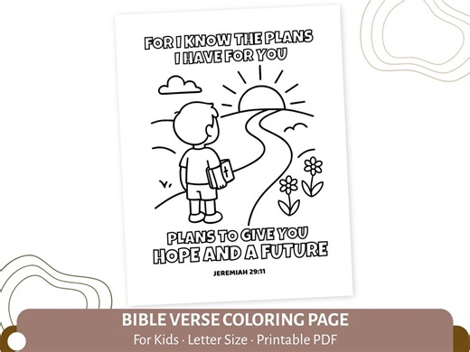 Jeremiah 29:11 Coloring Page for Kids |plans to Give You Hope and a Future |bible Verse Printable PDF for Sunday School & Homeschool |CPD33 - Etsy