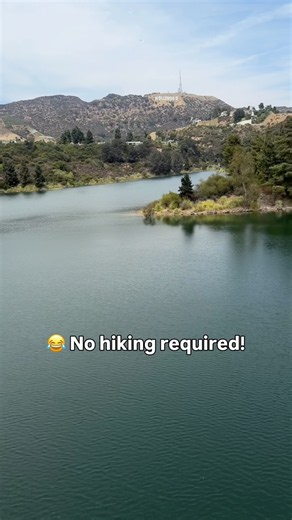😂 No hiking required! Want a great Hollywood Sign view? Hollywood Reservoir delivers