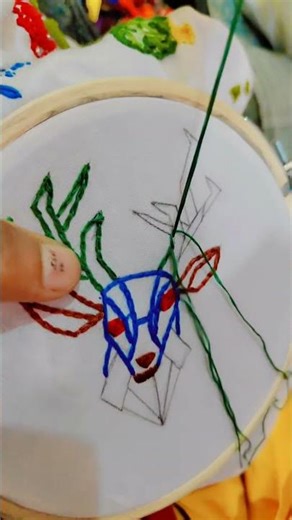 Geometric 🦌 deer embroidery design SUBsCRIBE Pls. 😀 #embroiderykit #embroidery #embroiderystitches