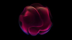 Looped distortion waves on abstract sphere of particles. digital data splash of spherical point array. futuristic glitch ui element | Premium Stock Video Footage