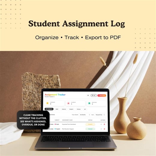 Student Assignment Log & Tracker | Built-in Customization | Ready to Use | PDF Export - Etsy UK
