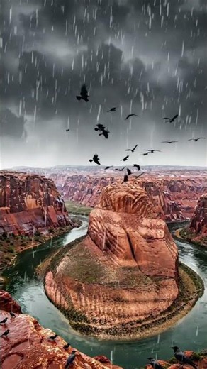 👉 Horseshoe Bend Arizona in the Rain 🌧️🏜️ | Relaxing Nature Ambience