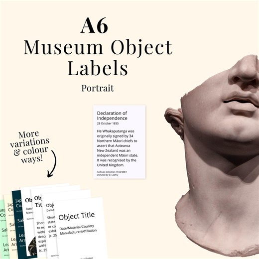 Printable A6 Museum Object Labels | Portrait (customizable Digital Template) Exhibition Labels - Etsy
