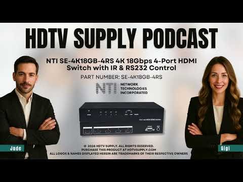 NTI SE-4K18GB-4RS 4K 18Gbps 4-Port HDMI Switch with IR & RS232 Control