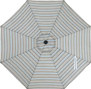 MASTERCANOPY Patio Umbrella 10 ft Replacement Canopy for 8 Ribs-Khaki and Turquoise Stripe Canopy Only